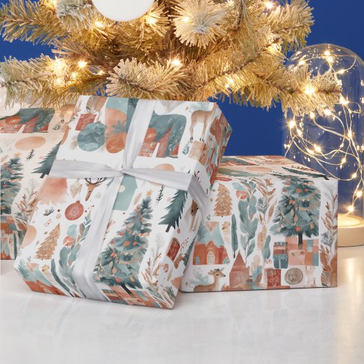 Papier Cadeau Boho Modern Christmas Holiday Collage (Vacances)