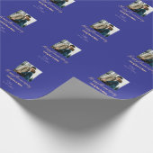 Papier Cadeau Boho moderne heureux anniversaire ajouter nom bleu (Coin)