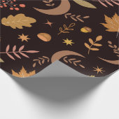 Papier Cadeau Boho Moon avec feuilles d'automne Motif (Coin)