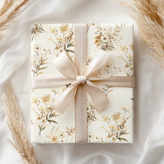 Papier Cadeau Boho Neutral Beige Bridal Floral