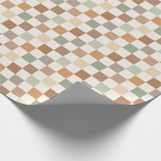 Papier Cadeau Boho Neutral Earthy Checker Checkerboard Checkered (Coin)