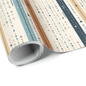 Papier Cadeau Boho neutre marine terrestre rouille pastel rayure (Coin rond)