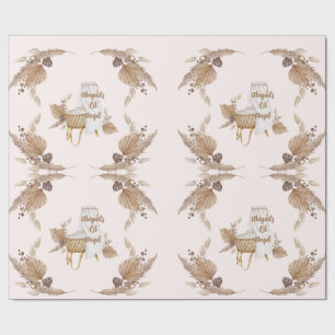 Papier Cadeau Boho Oh Baby Brown rose Bassinet Personnalisé II