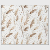 Papier Cadeau Boho Pampas Grass Beige Brown Star Pattern (1) (Plat)