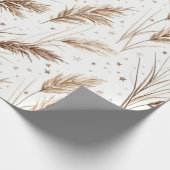 Papier Cadeau Boho Pampas Grass Beige Brown Star Pattern (1) (Coin)
