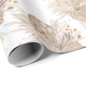 Papier Cadeau Boho pampas herbe séchée aquarelle motif désert (Coin rond)