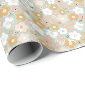 Papier Cadeau Boho Pastel Floral Féminin Rétro (Coin rond)