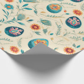 Papier Cadeau Boho Pastel Oeufs de Pâques et Fleurs sauvages (Coin)