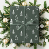 Papier Cadeau Boho Pine Trees Modern Christmas Minimalist Forest