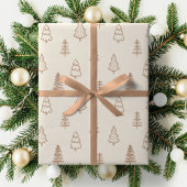Papier Cadeau Boho Pine Trees Neutral Winter Minimalist Forest