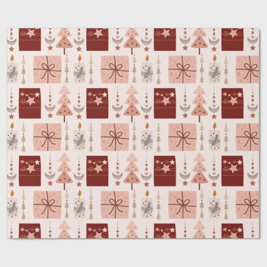 Papier Cadeau Boho Pink Christmas (Plat)