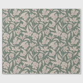 Papier Cadeau Boho Pink & Dark Green Hand Drawn Floral Pattern (Plat)