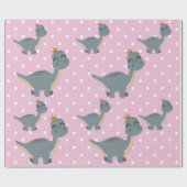 Papier Cadeau Boho Pink Dinosaure (Plat)