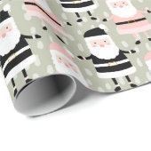 Papier Cadeau Boho Pink Green Noël Noël (Coin rond)