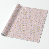 Papier Cadeau Boho Pink Main Tiré Floral Pattern Papier (Déroulé)