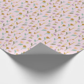 Papier Cadeau Boho Pink Main Tiré Floral Pattern Papier (Coin)