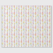 Papier Cadeau Boho plumes et perles aquarelle envelopper (Plat)