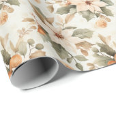 Papier Cadeau Boho Poinsettia Papier d'enveloppement de Noël (Coin rond)