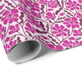 Papier Cadeau Boho pourpre Moyenne Siècle Moderne Motif Floral (Coin rond)