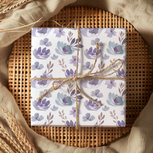 Papier Cadeau Boho Purple Aquarelle motif floral
