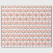 Papier Cadeau Boho Rainbow Baby shower rose (Plat)