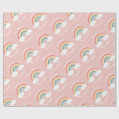 Papier Cadeau Boho Rainbow Baby shower rose (Plat)