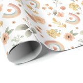 Papier Cadeau Boho Rainbow Girl Birthday Wrapper Paper - Waterc (Coin rond)