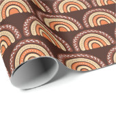 Papier Cadeau Boho Rainbow Orange et Brown (Coin rond)