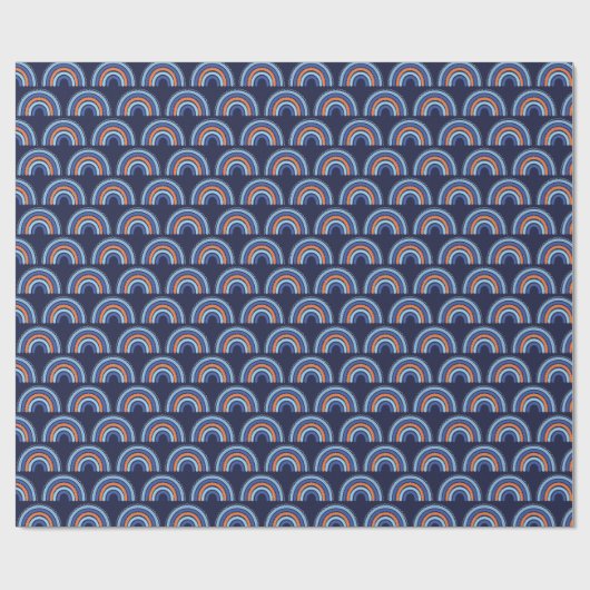 Papier Cadeau Boho Rainbow Orange et Navy Blue (Plat)