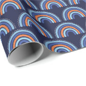 Papier Cadeau Boho Rainbow Orange et Navy Blue (Coin rond)