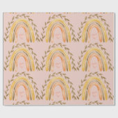 Papier Cadeau Boho Rainbow Rose Orange et Green Girls (Plat)