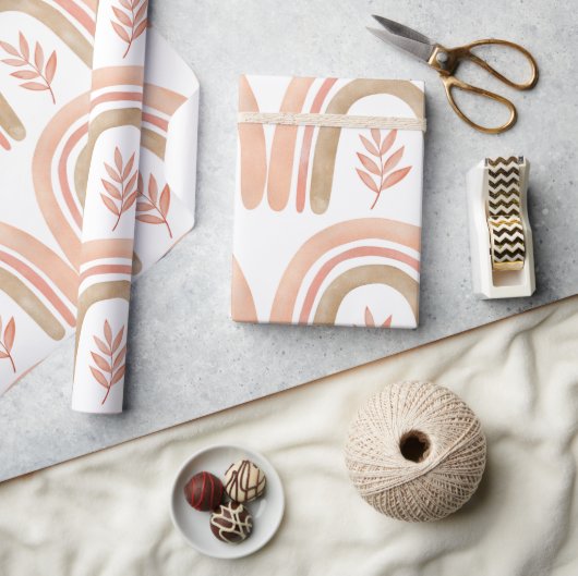 Papier Cadeau Boho Rainbow White, rose et verte filles (Artisanat)