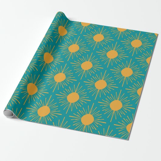Papier Cadeau Boho Ray of Sun Turquoise (Déroulé)