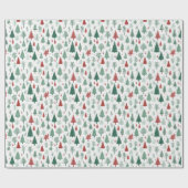 Papier Cadeau Boho Red Green Noël Arbres vacances (Plat)