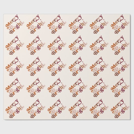 Papier Cadeau Boho Retro Merry et Bright (Plat)