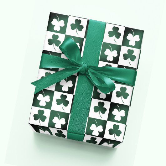 Papier Cadeau Boho Retro Shamrock Clover Leaf Motifs Floral