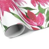 Papier Cadeau Boho rose aquarelle florale (Coin rond)