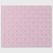 Papier Cadeau Boho rose Moyenne Siècle Moderne Motif Floral (Plat)
