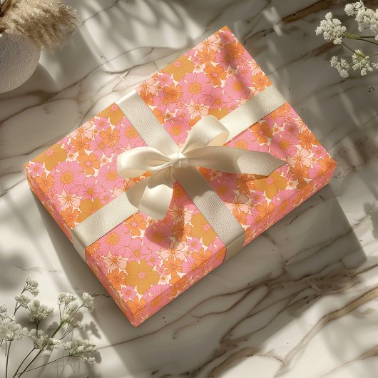 Papier Cadeau Boho rose Super rétro