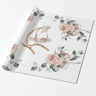 Papier Cadeau Boho Roses Oh Baby Rose & Blanc Vintage Swing