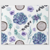 Papier Cadeau Boho rustique violet Baby shower Floral & Bois (Plat)