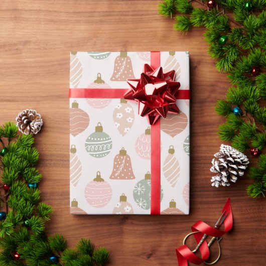 Papier Cadeau Boho Sage Terracotta Rose Ornements Noël (Cadeau de vacances)