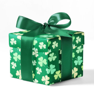 Papier Cadeau Boho Shamrock Clover Pastel Green Leaf Cool Floral