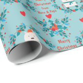 Papier Cadeau Boho Snow Bear Wreath and Hearts Noël (Coin rond)