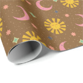 Papier Cadeau Boho Soleil & Lune Céleste  (Coin rond)