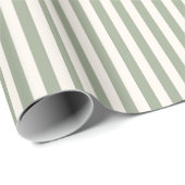 Papier Cadeau Boho Stripe Striped Neutral Minimalist Beige Sage (Coin rond)