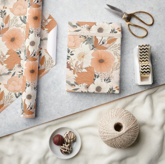 Papier Cadeau Boho style fleurs couleurs motifs (Artisanat)