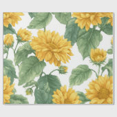 Papier Cadeau Boho Sunflower Yellow Floral Pattern Spring Summer (Plat)
