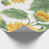 Papier Cadeau Boho Sunflower Yellow Floral Pattern Spring Summer (Coin)