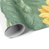 Papier Cadeau Boho Sunflower Yellow Floral Pattern Spring Summer (Coin rond)
